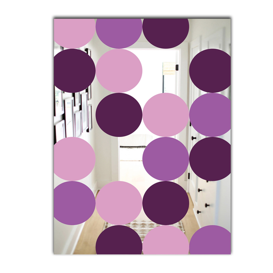 Designart Circular Rhythm 6 Rectangular 35.4-in L x 23.6-in W Polished Mid-Century Purple Wall Mounted Mirror