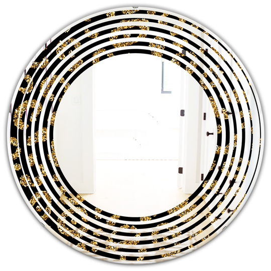 Designart 24-in x 24-in Leopard Fur Modern and Round Wall Mirror - Gold