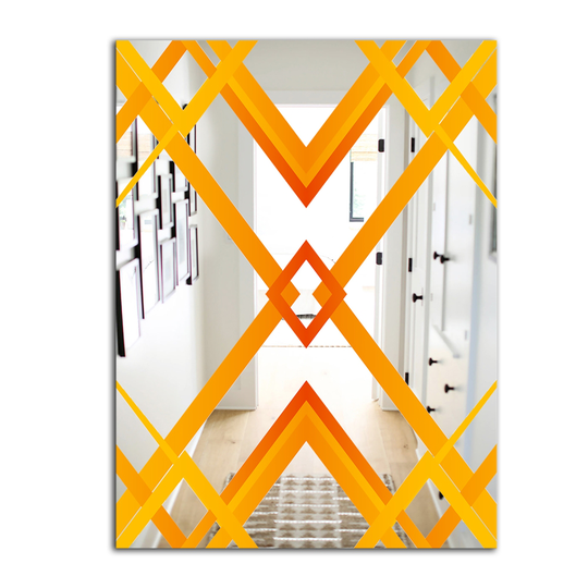 Designart Capital Gold Essential 8 Rectangular 35.4-in L x 23.6-in W Polished Mid-Century Orange Wall Mounted Mirror