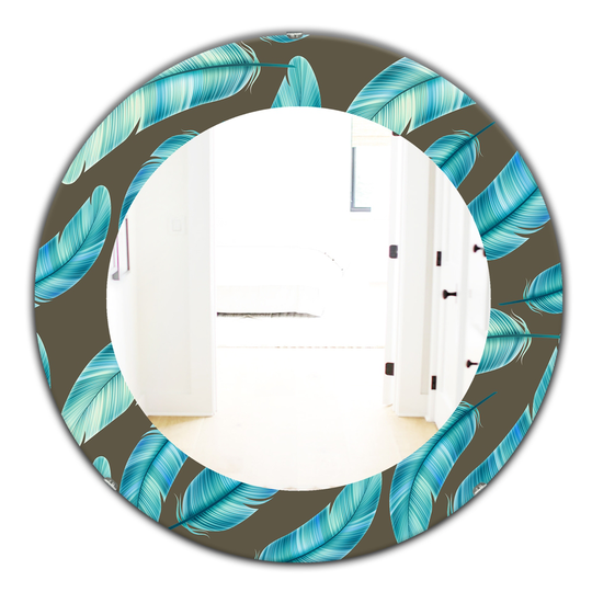 Designart 24-in x 24-in Blue Feathers Mirror