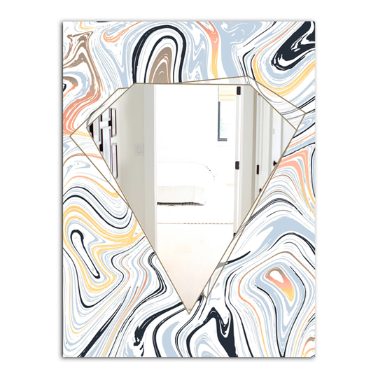 Designart Marbled Diamond 5 Rectangular 35.4-in L x 23.6-in W Polished Country White Wall Mounted Mirror