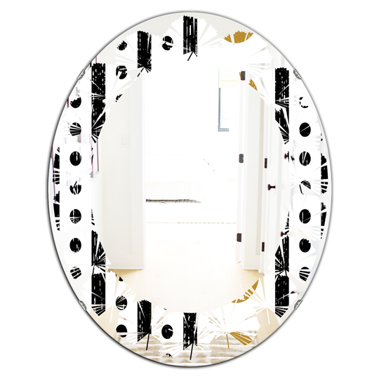 Designart 31.5-in x 23.7-in Retro Geometrical Abstract Minimal Pattern VII Modern Oval Mirror in Black