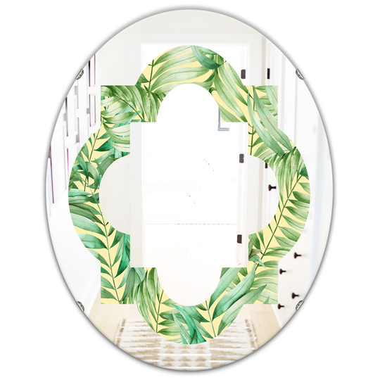 Designart Canada 31.5-in L x 23.7-in W Oval Green Tropical Retro Foliage Polished Wall Mirror