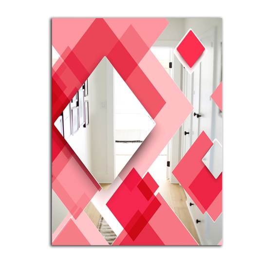 Designart Triangular Red 1 Rectangular 35.4-in L x 23.6-in W Polished Modern Wall Mounted Mirror