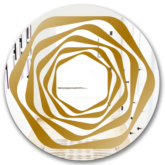 Designart Geometric Mandala Round 24-in L x 24-in W Polished Glam Gold/White Wall Mounted Mirror