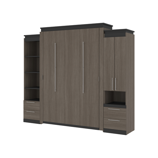 Bestar Orion Queen Murphy Bed Integrated Storage Bark grey & Graphite