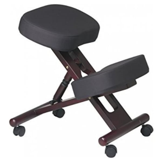 Nicer Interior Memory Foam Drafting Chair - Black and Natural Wooden Frame