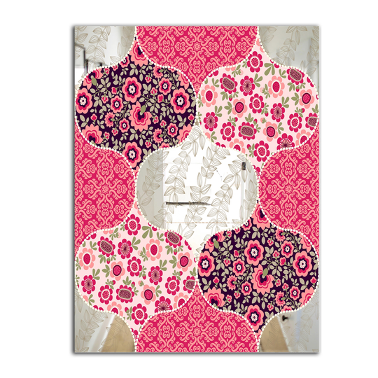 Designart Patchwork Rectangular 35.4-in L x 23.6-in W Polished Mid-Century Pink Wall Mounted Mirror