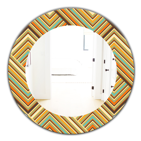 Designart Canada 24-in L x 24-in W Round Retro Square Waves Polished Wall Mirror