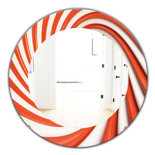 Designart 24-in x 24-in Red/Orange Spiral Modern Mirror