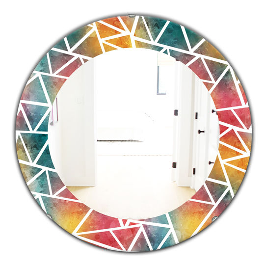 Designart 24-in x 24-in Yellow/Gold Triangular Colourfields Modern Mirror