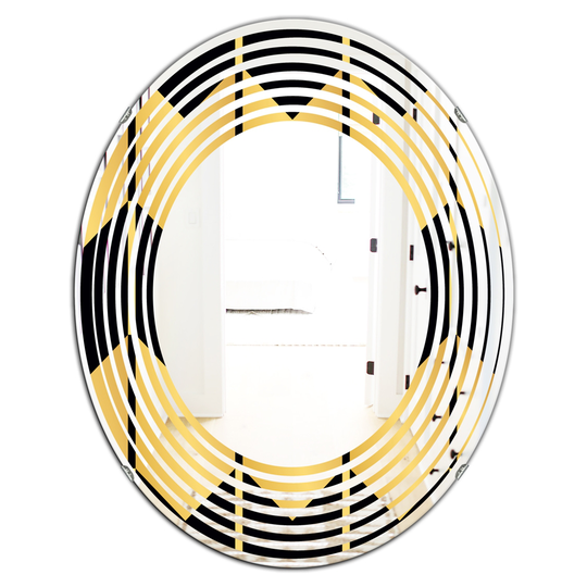 Designart 31.5-in x 23.7-in Gold Luxury/Metallic Geometrics V Modern Oval Wall Mirror