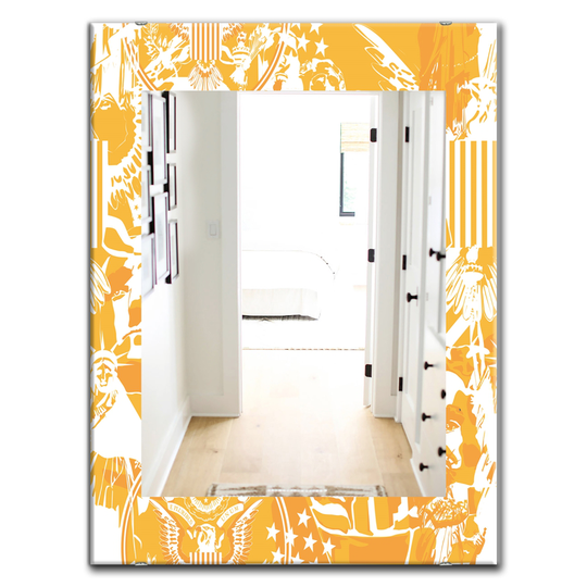 Designart Canada 35.4-in L x 23.6-in W Rectangle Retro Us Statue of Liberty Eagle Polished Wall Mirror