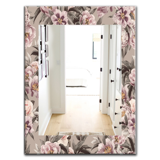 Designart Canada 35.4-in L x 23.6-in W Rectangle Pink Obsidian Bloom Polished Wall Mirror