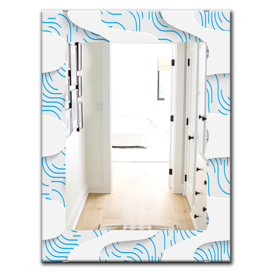 Designart Canada 35.4-in L x 23.6-in W Rectangle White and Light Blue Scandinavian Polished Wall Mirror