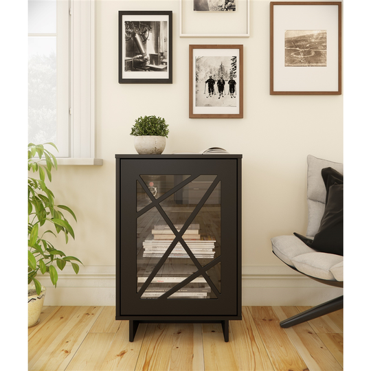 Nexera Paragon 1-Door Modern Storage Cabinet - Black