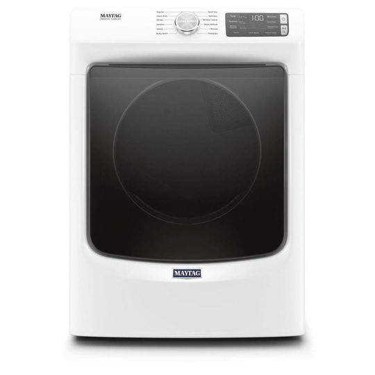 Maytag 7.3-cu ft Reversible side swing Stackable Electric Dryer with Steam Cycles (White) ENERGY STAR