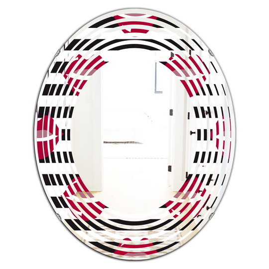 Designart 31.5-in L x 23.7-in W Black Oval Red Lips Fashion Pattern Polished Wall Mirror