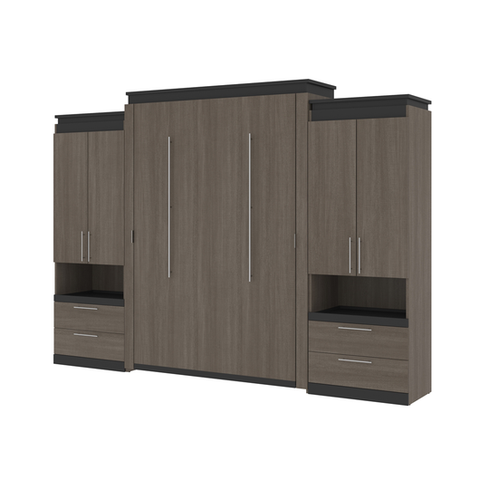 Bestar Orion Bark grey & Graphite - Queen Murphy Bed Integrated Storage