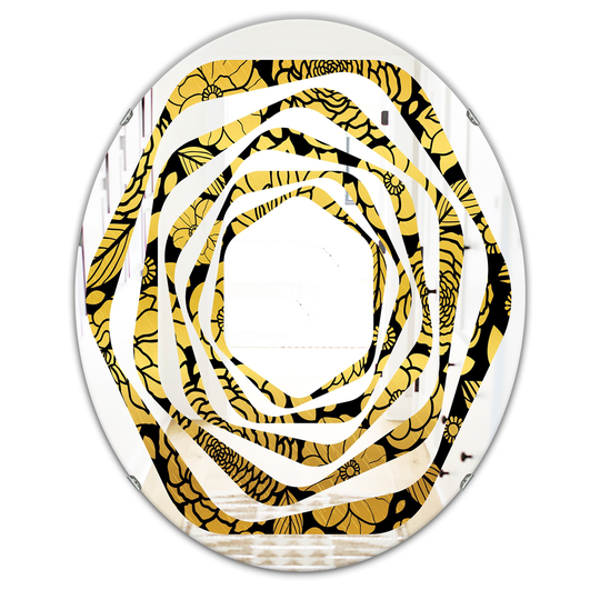 Designart Oval 31.5-in L x 23.7-in W Golden Floral II Polished Wall Mirror