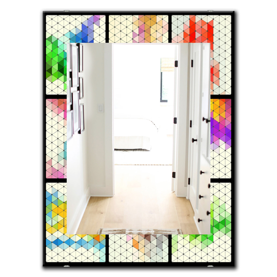 Designart Canada Rectangle 35.4-in L x 23.6-in W Triangular Colourfields Modern Polished Wall Mirror