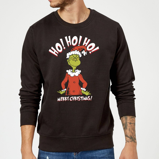 The Grinch Ho Ho Ho Smile Christmas Jumper - Black - S