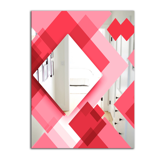 Designart Triangular Red 2 Rectangular 35.4-in L x 23.6-in W Polished Modern Wall Mounted Mirror