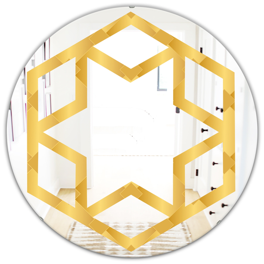 Designart Golden Geometric I Modern Round Decorative Mirror