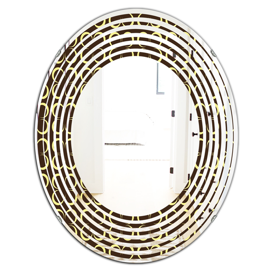 Designart 31.5-in L x 23.7-in W Brown Oval Floral Retro Pattern II Modern Polished Wall Mirror