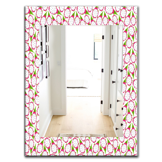 Designart 35.4-in x 23.6-in Pink Tropical Pattern I Bohemian and Eclectic Mirror