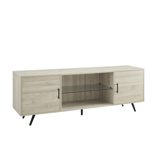 Walker Edison 58-in Modern Farmhouse Barn Door Highboy TV Stand - Stone Grey