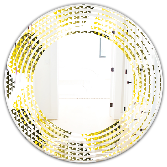 Designart 24-in x 24-in Retro Hexagon Pattern XI Modern Round Wall Mirror in Yellow
