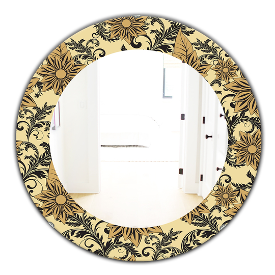 Designart 24-in x 24-in Yellow/Gold Floral Mirror