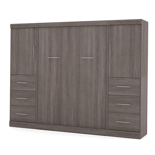 Bestar Nebula Full Murphy Bed Integrated Storage Bark Grey
