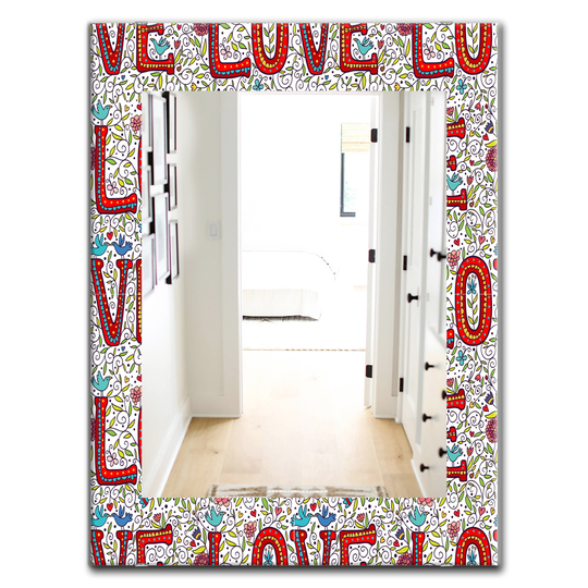 Designart 35.4-in x 23.6-in Red Colour Love Pattern Modern Mirror