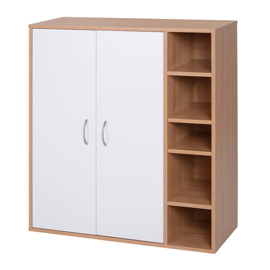 HomCom White Wood Contemporary Shoe Cabinet with Compartments