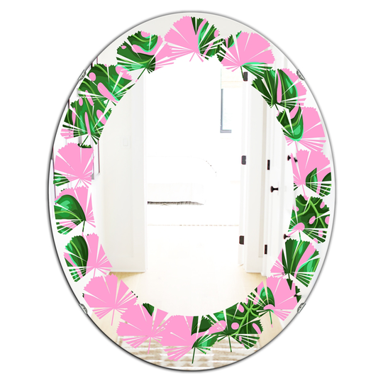 Designart Tropical Palm Leaves III Modern Oval Mirror in Green