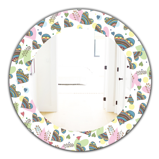 Designart 24-in x 24-in White Pattern of Drawing Doodle Hearts Modern Mirror