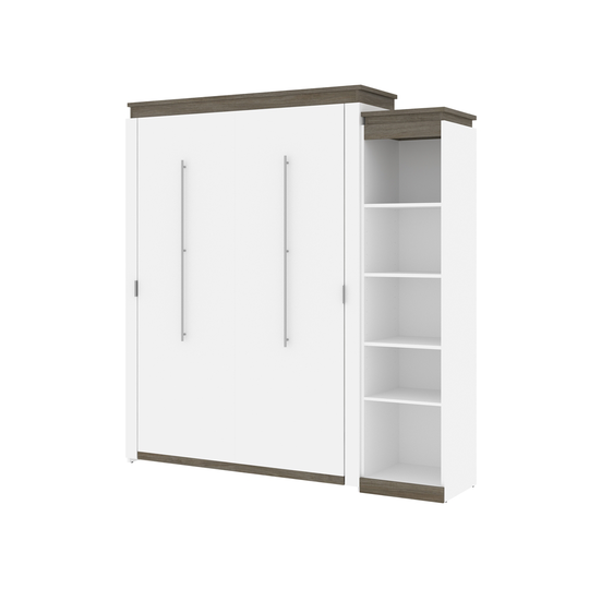 Bestar Orion Queen Murphy Bed Integrated Storage in Walnut Grey & White