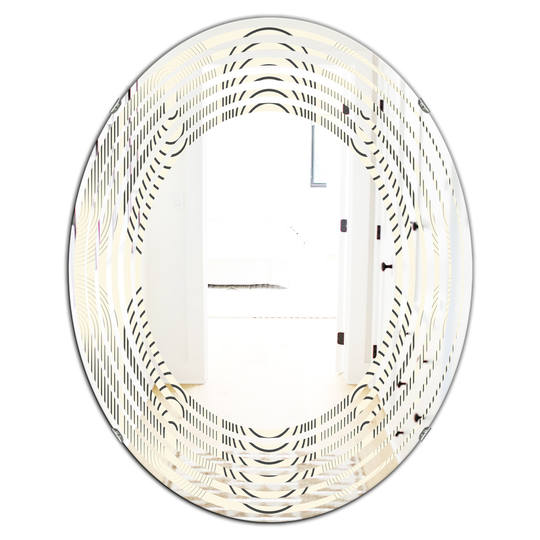 Designart 23.7-in W x 31.5-in L Oval Grey Monochrome Geometric Pattern X Polished Wall Mirror