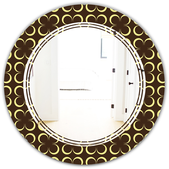 Designart 24-in Brown Round Floral Retro Pattern II Polished Wall Mirror
