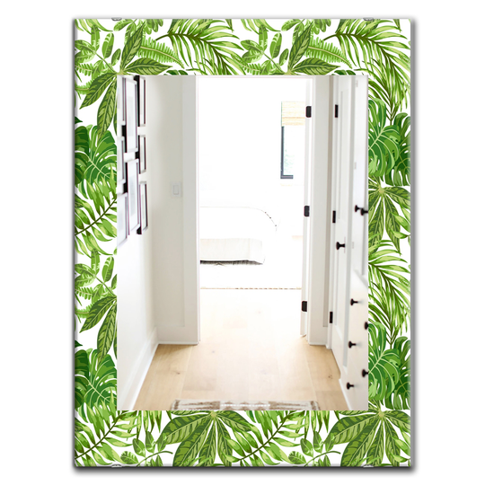 Designart 35.4-in x 23.6-in Tropical Mood Foliage Bohemian/Eclectic Mirror - Green