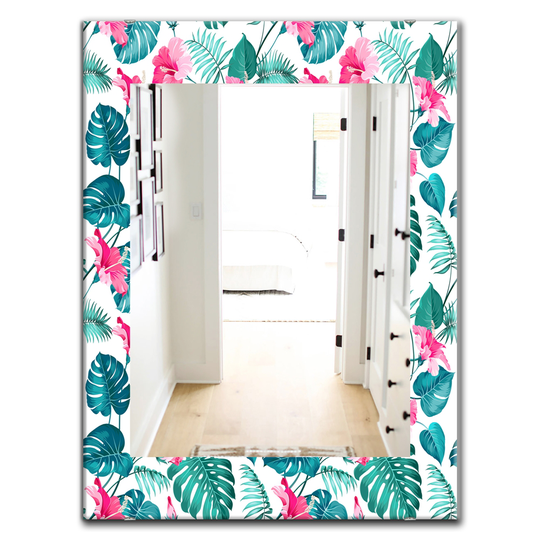Designart Green 35.4-in x 23.6-in Tropical Mood Foliage Bohemian and Eclectic Mirror
