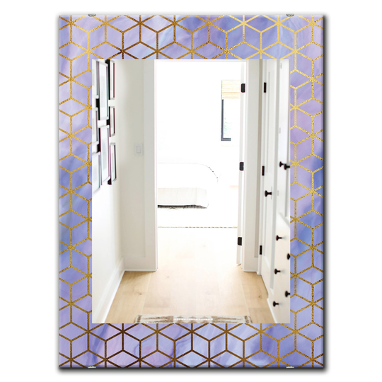 Designart Canada 35.4-in L x 23.6-in W Rectangle Capital Gold Honeycomb Modern Polished Wall Mirror