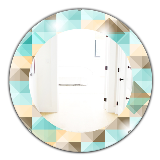 Designart Canada 24-in L x 24-in W Round Triangular Colourfields Mid-Century Polished Wall Mirror