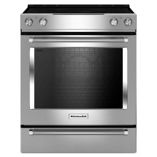 KitchenAid 30-in 7.1 cu ft Slide In Electric Range with Self-cleaning Convection Oven (Stainless Steel)