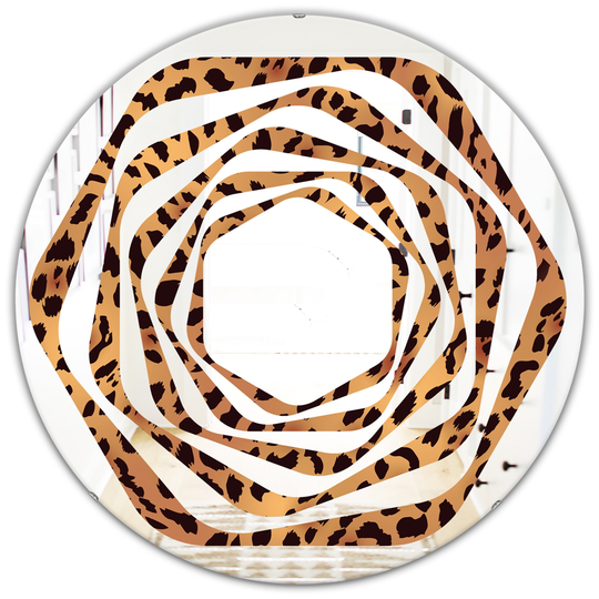 Designart 24-in x 24-in Leopard Fur Safari III Modern Round Wall Mirror in Brown