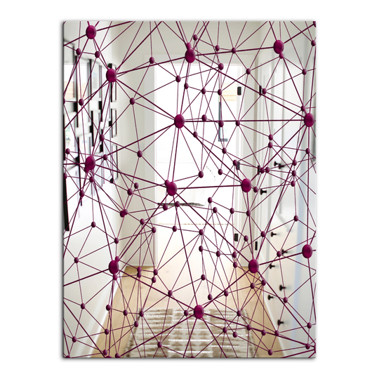 Designart Circular Web 3 Rectangular 35.4-in L x 23.6-in W Polished Modern Purple Wall Mounted Mirror