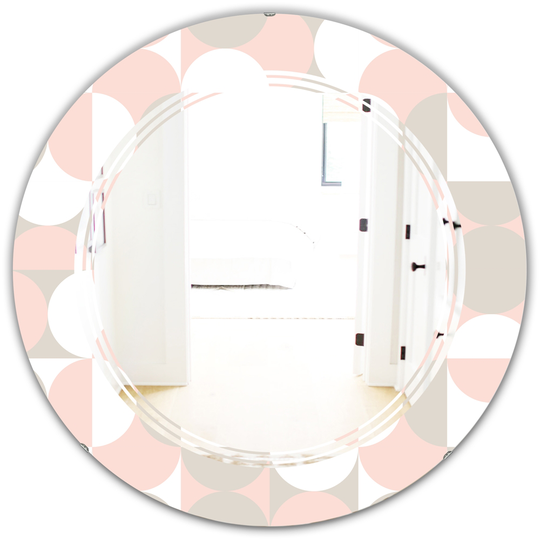 Designart 24-in Pink Round Retro Circular Pattern III Polished Wall Mirror