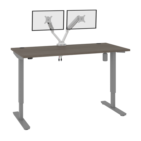 Bestar Upstand 60-in Standing Desk with Dual monitor arm - Bark Grey